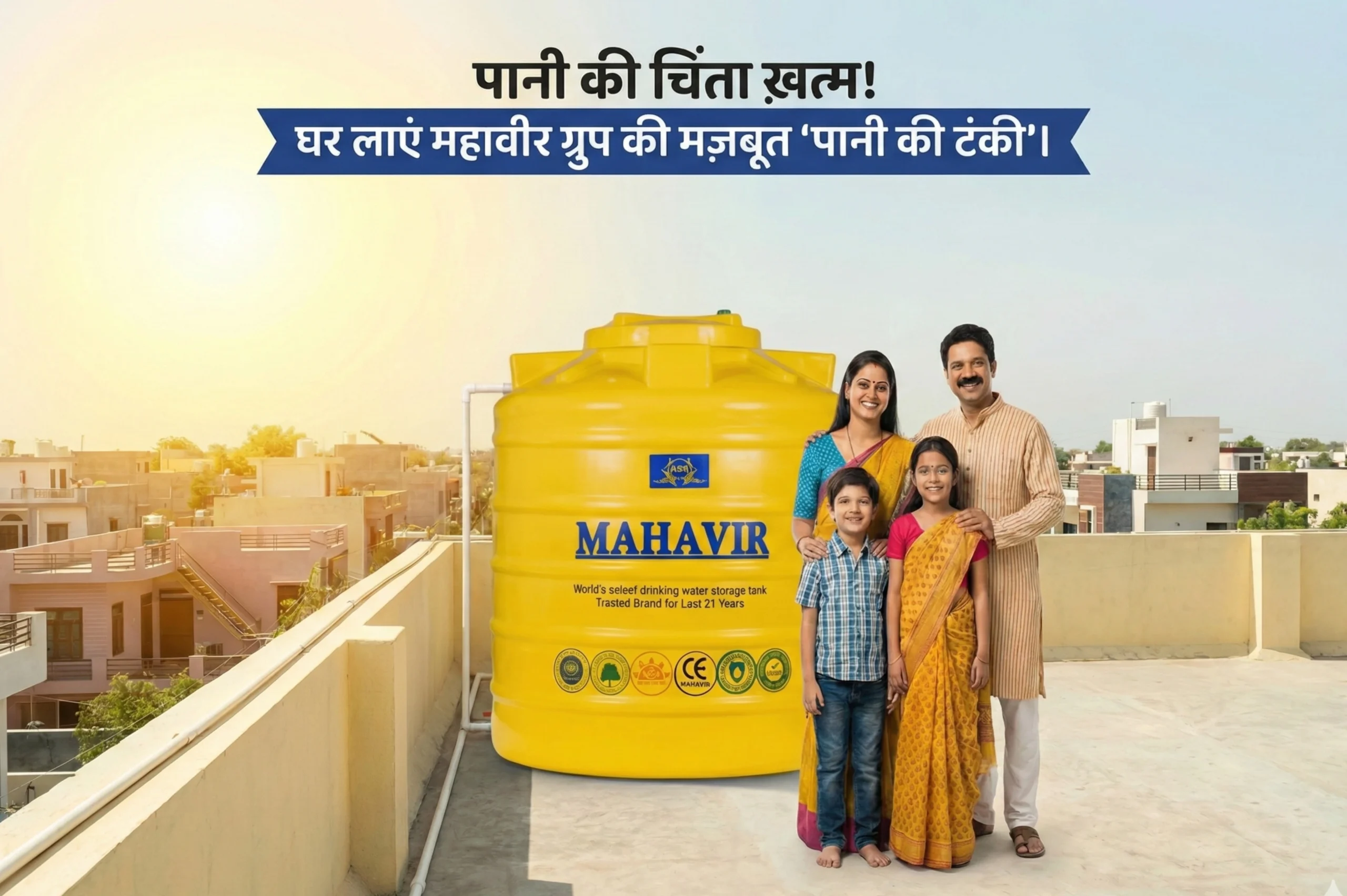 पानी की चिंता ख़त्म! घर लाएं महावीर ग्रुप की मज़बूत पानी की टंकी।