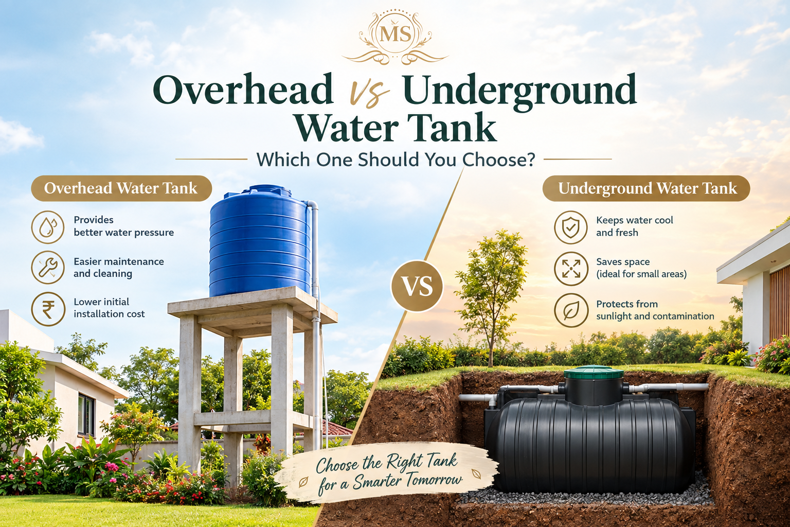 Overhead vs Underground Water Tank